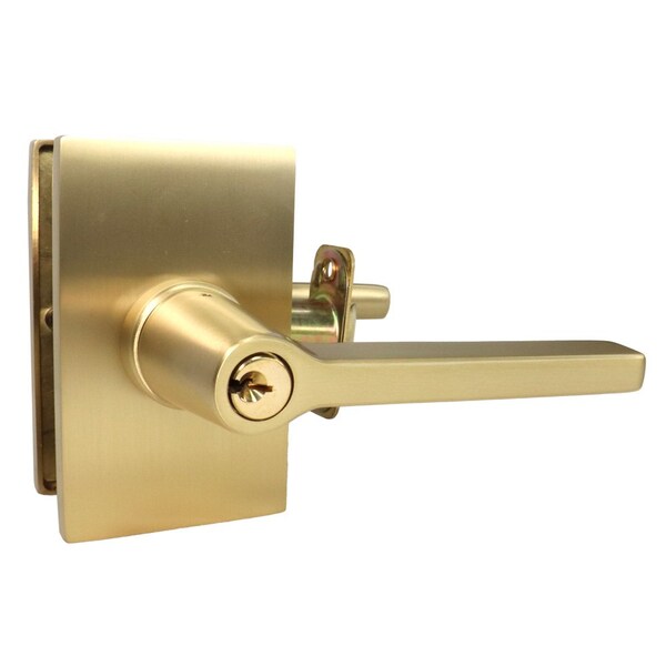 Emtek Helios Lever Left Hand 2-3/8 in Backset Strike Keyed Entry for 1-1/4 in to 2-1/16 in Door 5123HLOUS4LH.RLS - main